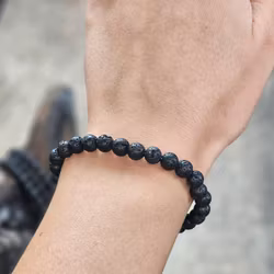 Lavasten, armband 6mm runda pärlor