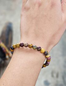 Mookaitjaspis, armband 6mm runda pärlor