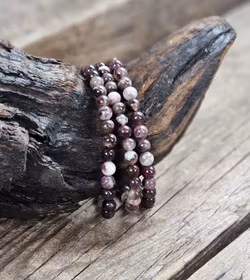 Rubellit, armband 6mm runda pärlor