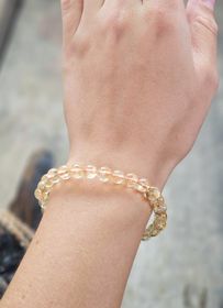 Naturlig Citrin extra, armband 6mm runda pärlor