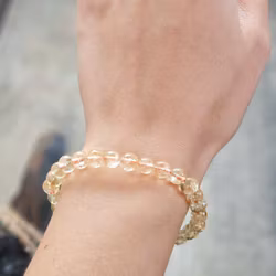 Naturlig Citrin extra, armband 6mm runda pärlor