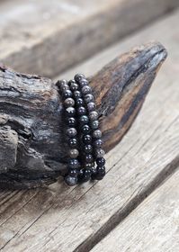 Svart Opal, armband 6mm runda pärlor