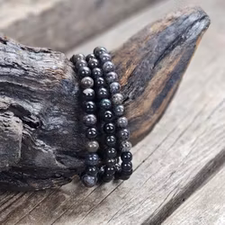 Svart Opal, armband 6mm runda pärlor
