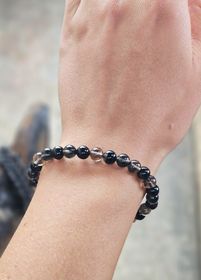 Obsidian (transparent), armband 6mm runda pärlor