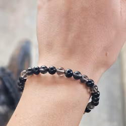 Obsidian (transparent), armband 6mm runda pärlor