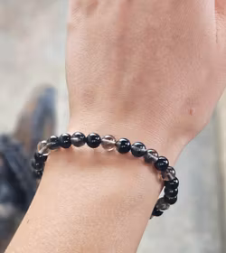 Obsidian (transparent), armband 6mm runda pärlor