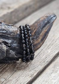Obsidian (transparent), armband 6mm runda pärlor