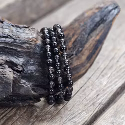 Obsidian (transparent), armband 6mm runda pärlor