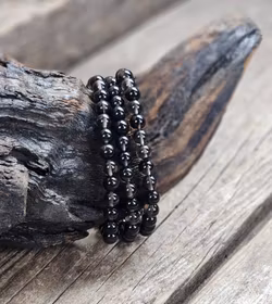 Obsidian (transparent), armband 6mm runda pärlor