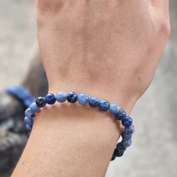 Sodalit, armband 6mm runda pärlor