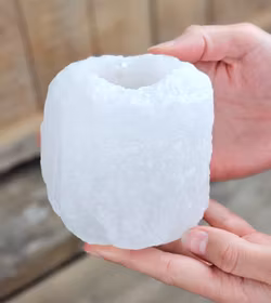 Himalaya Saltkristall, ljuslykta vit