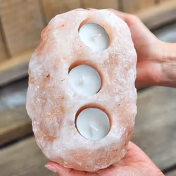 Himalaya Saltkristall, ljuslykta orange 3 hål