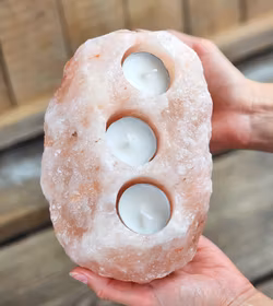 Himalaya Saltkristall, ljuslykta orange 3 hål