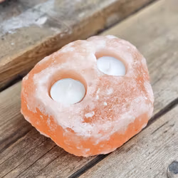 Himalaya Saltkristall, ljuslykta orange 2 hål