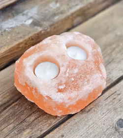 Himalaya Saltkristall, ljuslykta orange 2 hål