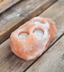 Himalaya Saltkristall, ljuslykta orange 3 hål