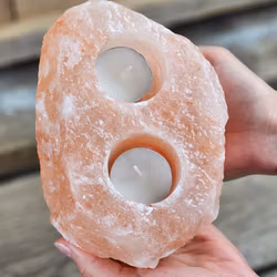 Himalaya Saltkristall, ljuslykta orange 2 hål