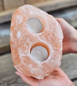 Himalaya Saltkristall, ljuslykta orange 2 hål