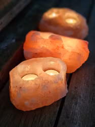 Himalaya Saltkristall, ljuslykta orange 2 hål