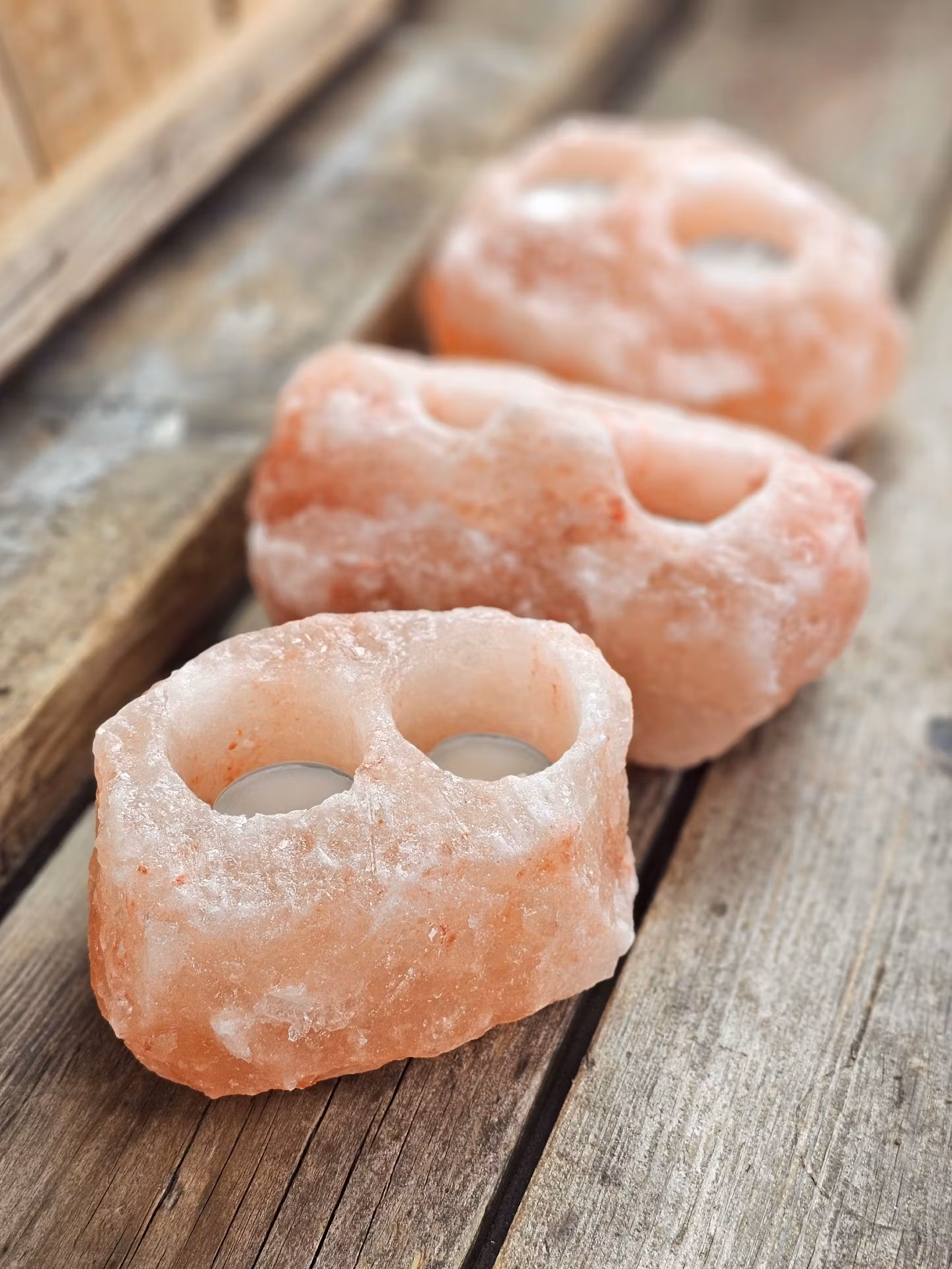 Himalaya Saltkristall, ljuslykta orange 2 hål