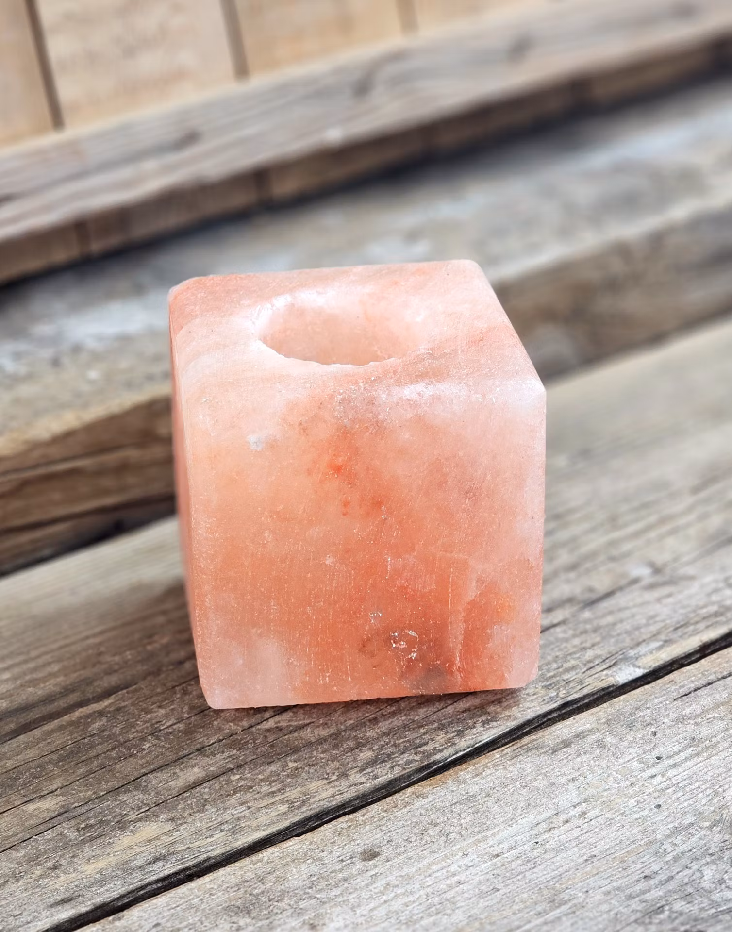 Himalaya Saltkristall, ljuslykta orange fyrkant