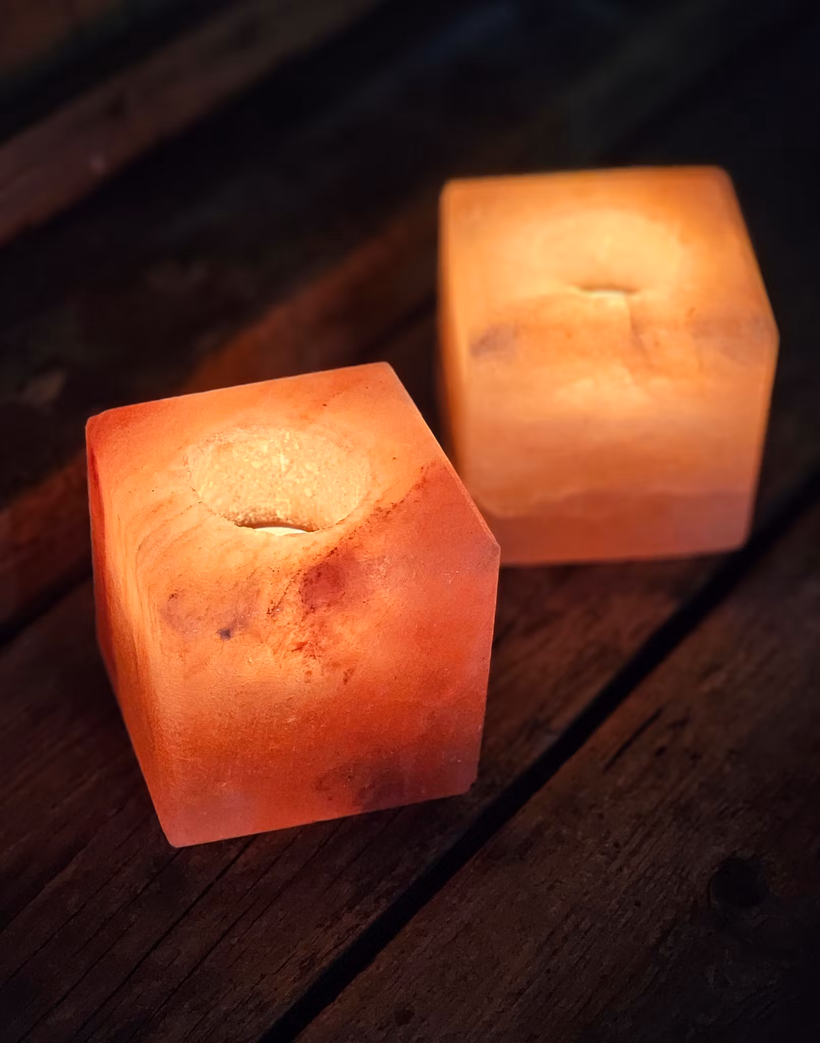 Himalaya Saltkristall, ljuslykta orange fyrkant