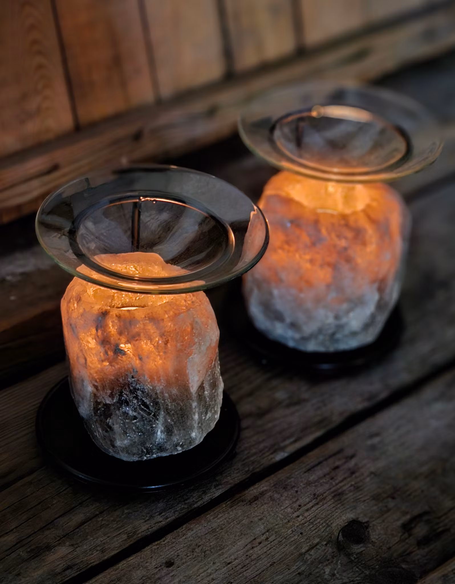 Himalaya Saltkristall, ljuslykta svart diffuser