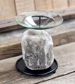 Himalaya Saltkristall, ljuslykta svart diffuser