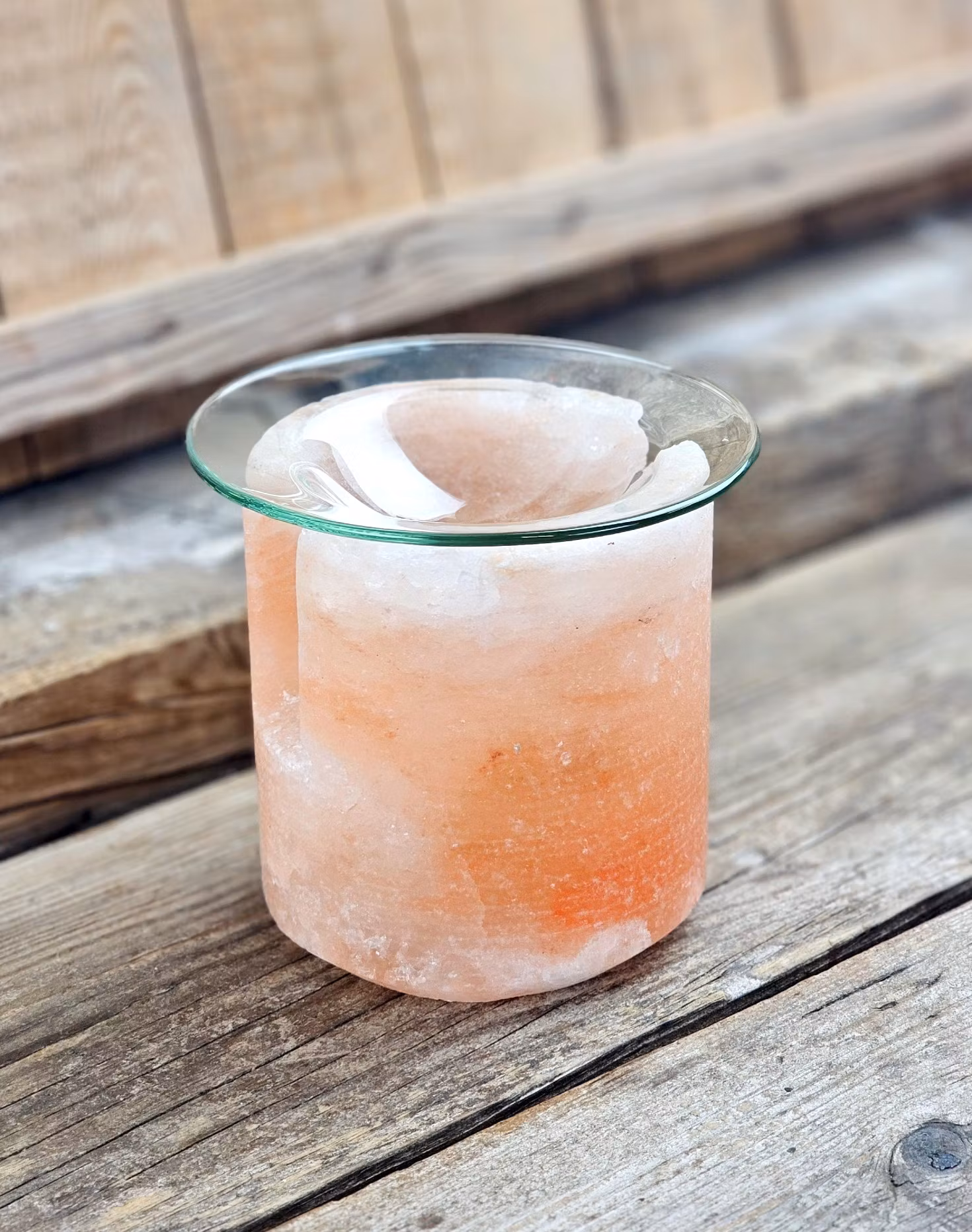 Himalaya Saltkristall, ljuslykta orange rund diffuser