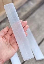 Vit Selenit, stor polerad laddningsplatta 20 cm