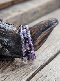 Lila Fluorit, armband 6mm runda pärlor