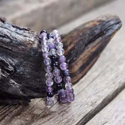 Lila Fluorit, armband 6mm runda pärlor