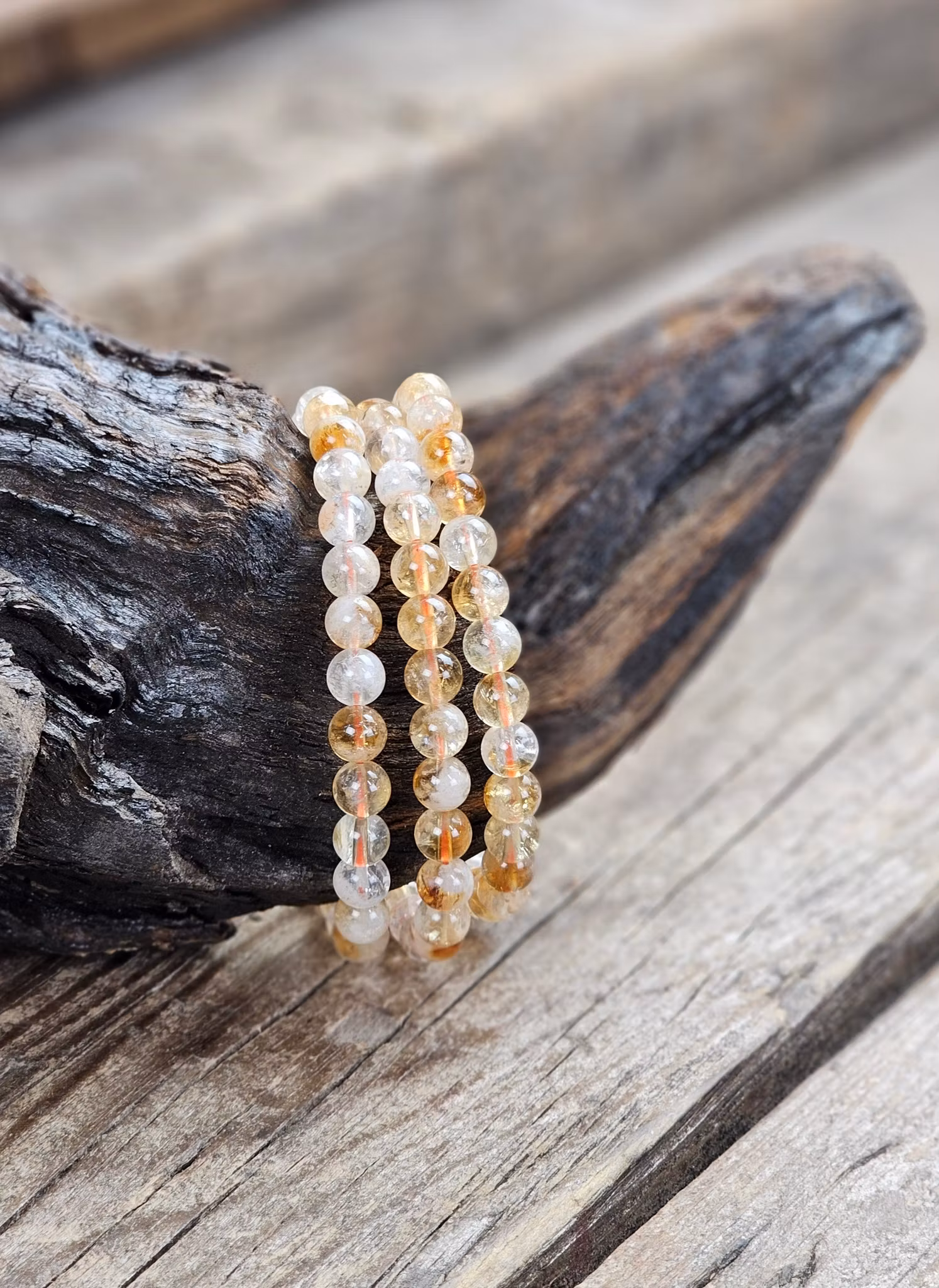 Citrin, armband 6mm runda pärlor