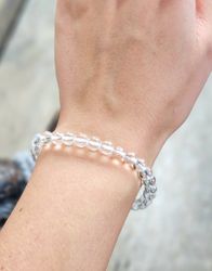 Bergkristall extra klar, armband 6mm runda pärlor