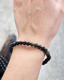 Guldobsidian, armband 6mm runda pärlor