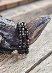 Guldobsidian, armband 6mm runda pärlor