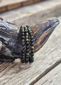 Guldobsidian, armband 6mm runda pärlor