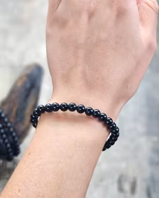 Svart Obsidian Armband 6 mm – Runda Pärlor