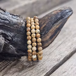 Landskapsjaspis, armband 6mm runda pärlor
