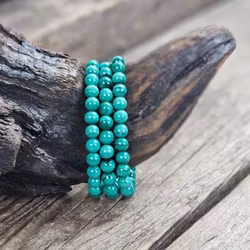 Malakit ljus, armband 6mm runda pärlor