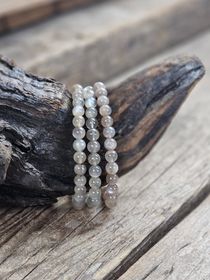 Grå Månsten, armband 6mm runda pärlor