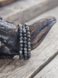Que Sera (Blå Liberit), armband 6mm runda pärlor