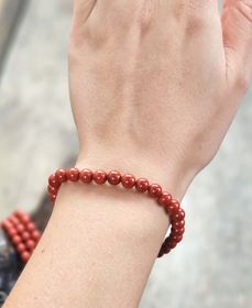 Röd Jaspis, armband 6mm runda pärlor