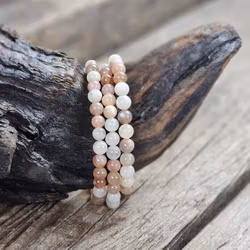 Månsten mix, armband 6mm runda pärlor