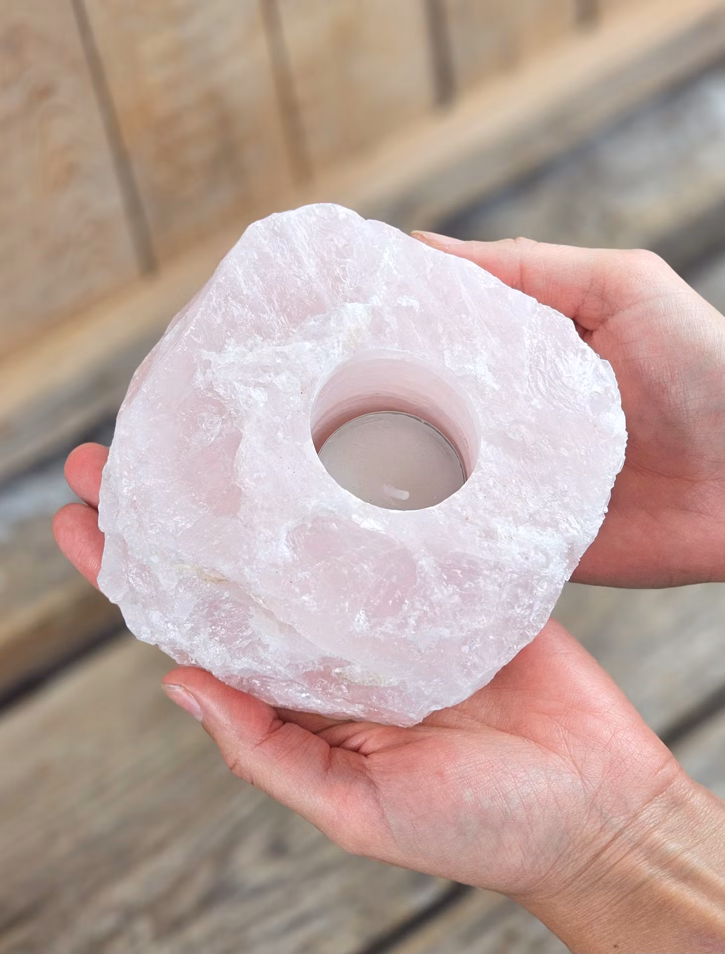 Rosenkvarts rå, ljuslykta