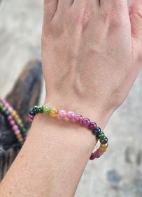 Vattenmelon Turmalin extra, armband 6mm runda pärlor