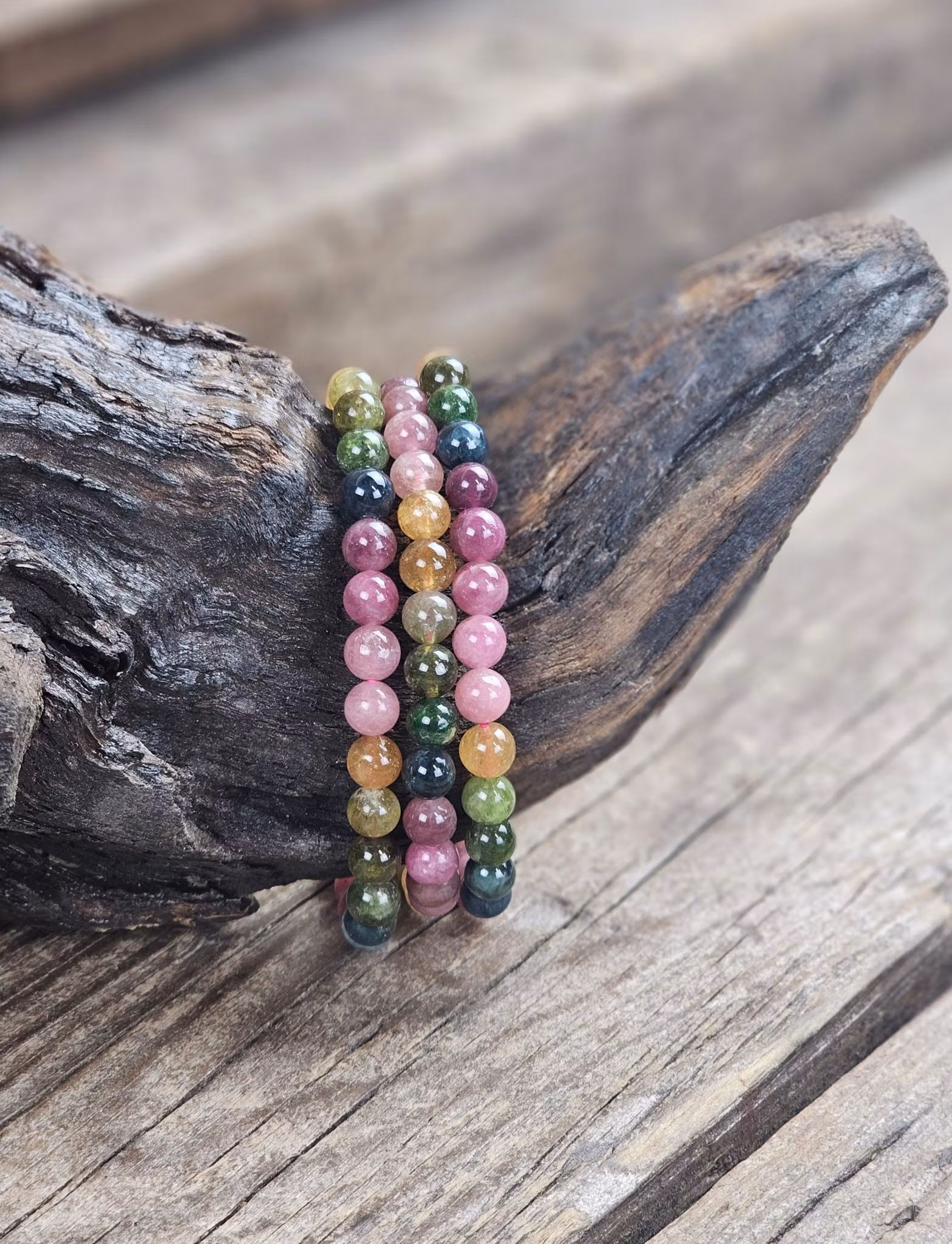 Vattenmelon Turmalin extra, armband 6mm runda pärlor