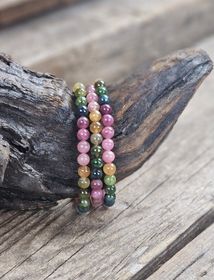 Vattenmelon Turmalin extra, armband 6mm runda pärlor