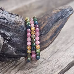 Vattenmelon Turmalin extra, armband 6mm runda pärlor