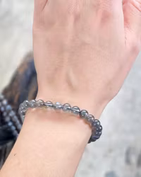 Svart Månsten, armband 6mm runda pärlor